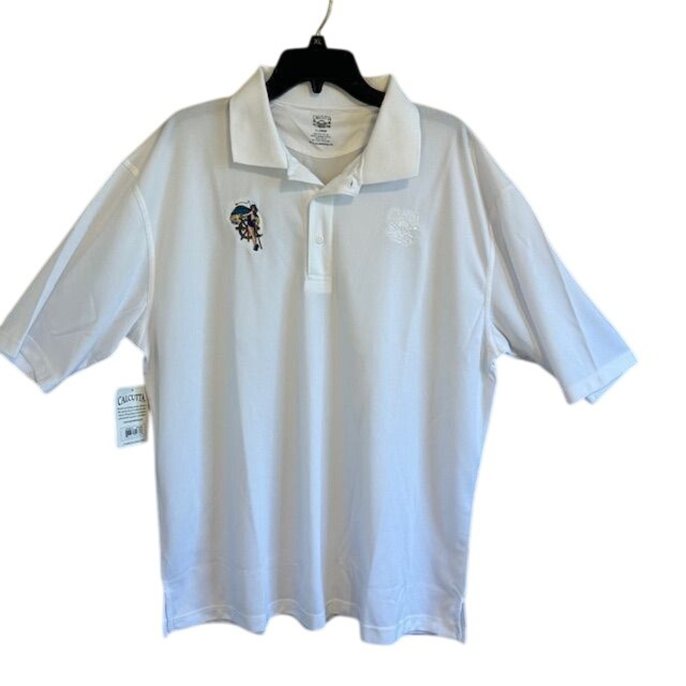 NWT Calcutta SPF 50+ Fishing‎ White Men's Polo Short Sleeve Size XL